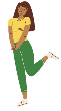 Portrait of Carina, a Deaf newcomer whose first language is Brazilian Sign Language.